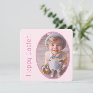 Elegant Personalized Photo Light Pink Happy Easter Holiday Card