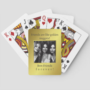 Elegant Personalized Photo on Golden Gradient Poker Cards