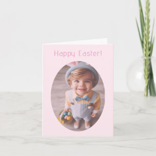 Elegant Personalized Photo Pink Folded Easter Card