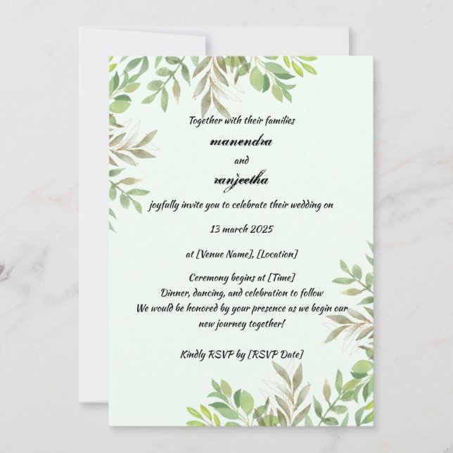 Elegant Personalized Photo Wedding Invitation Card (Front)