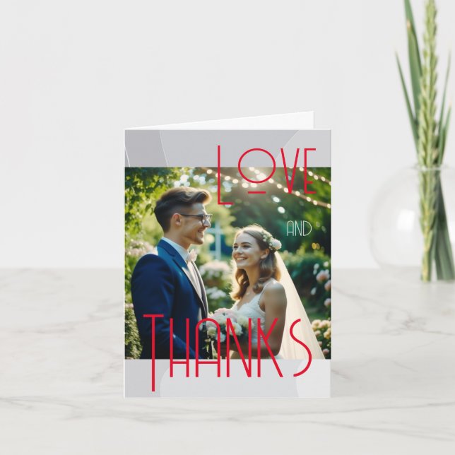 Elegant Personalized Photo Wedding Thank You Card (Front)