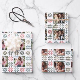 Elegant Personalized Photos and Holiday Poinsettia Wrapping Paper Sheets