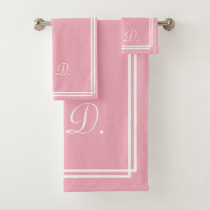 Elegant Personalized Pink Bath Towel Set