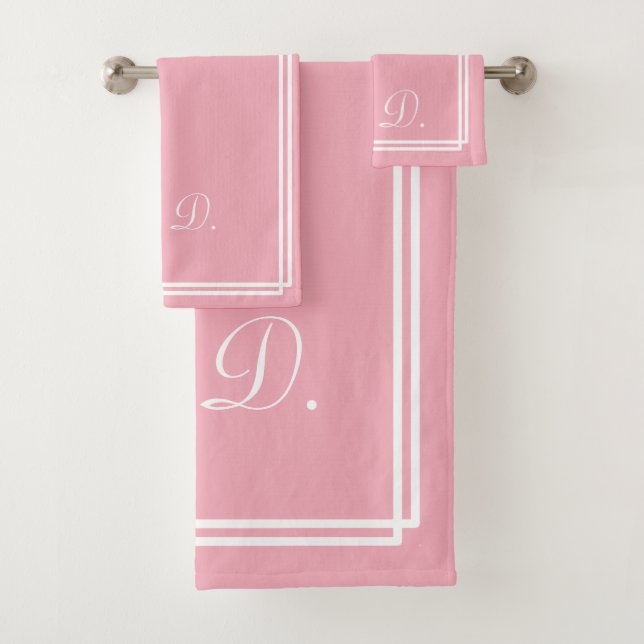 Elegant Personalized Pink Bath Towel Set (Insitu)