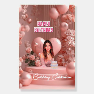 Elegant Personalized Pink Birthday Celebration Foam Board
