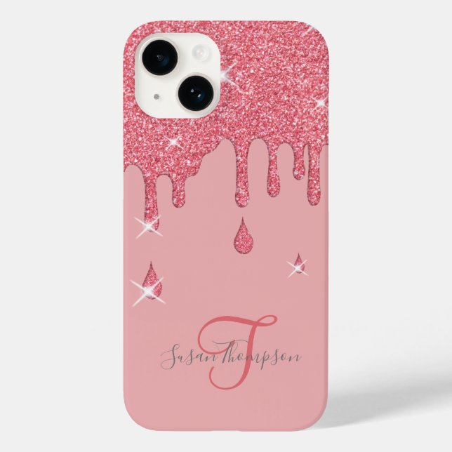 Elegant Personalized Pink Effect Sparkles  Case-Mate iPhone Case (Back)