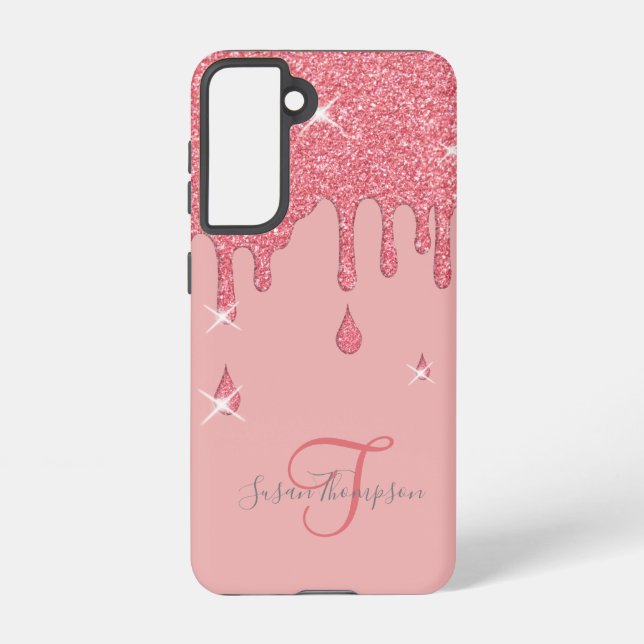 Elegant Personalized Pink Effect Sparkles  Samsung Galaxy Case (Back)