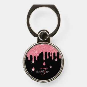 Elegant Personalized Pink Glitter Effect Sparkles Phone Ring Stand