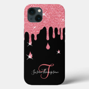 Elegant Personalized Pink Sparkles iPhone 13 Case