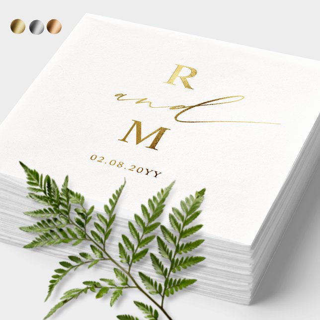 Elegant Personalized Real Foil Monogram Wedding Napkins (Creator Uploaded)