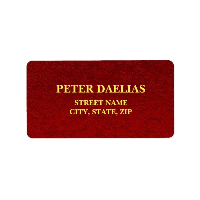 Elegant Personalized Red & Gold Address Label (Front)