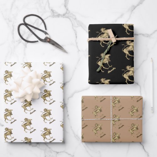 Elegant Personalized Renaissance Gothic Griffin Wrapping Paper Sheets