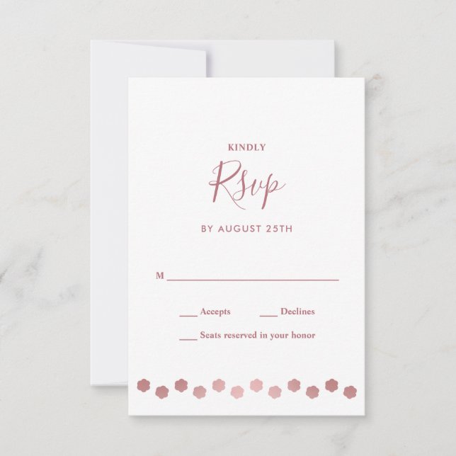 Elegant Personalized Rose Gold Dog Pet Wedding  RSVP Card (Front)