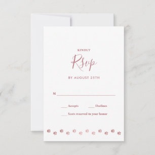 Elegant Personalized Rose Gold Dog Pet Wedding RSVP Card
