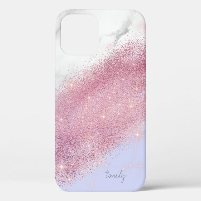 Elegant personalized rose gold glitter marble  Case-Mate iPhone case (Back)