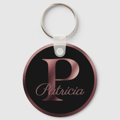 Elegant Personalized Rose Gold Letter P Monogram Keychain