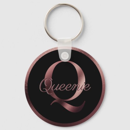 Elegant Personalized Rose Gold Letter Q Monogram K Keychain