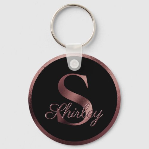 Elegant Personalized Rose Gold Monogram Letter S  Keychain