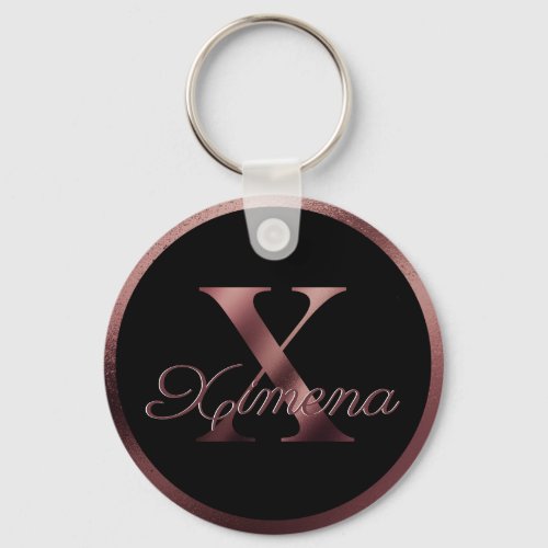 Elegant Personalized Rose Gold Monogram Letter X Keychain