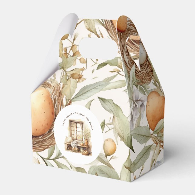 Elegant Personalized Rustic Easter Favor Boxes (Front Side)