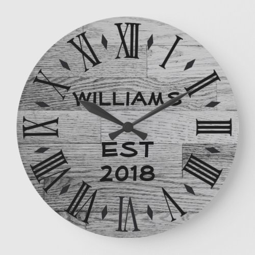 Elegant Personalized Rustic Light Wood Round Clock