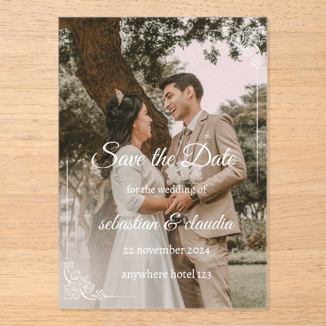 “Elegant Personalized Save the Date Card” (Front)