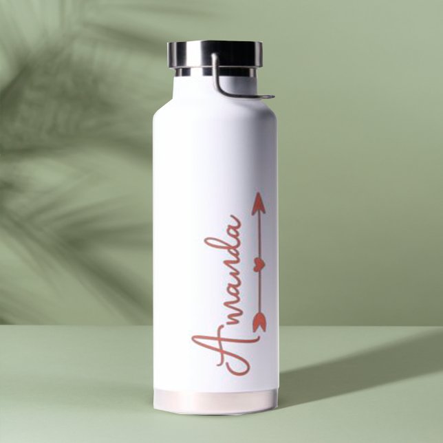  Elegant Personalized Script Heart Bridesmaid   Water Bottle (Creator Uploaded)