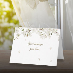 Elegant Personalized Script Pretty White Blossom Card