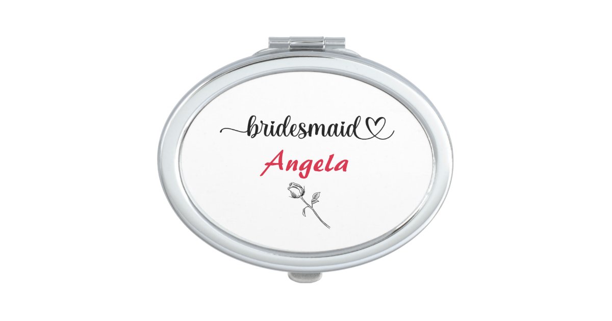 Elegant Personalized Script with Rosebud Compact Mirror | Zazzle