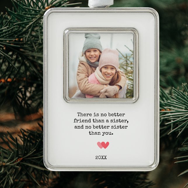 Elegant Personalized Sister Photo & Quote Christmas Ornament (Elegant Personalized Sister Photo & Quote Christmas Ornament)
