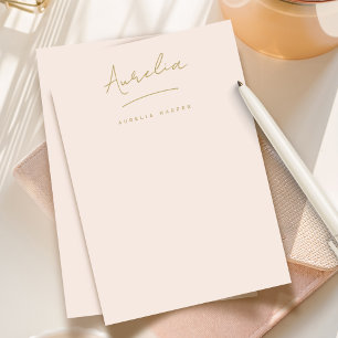 Elegant Personalized Stationery Blush Pink Gold Note Card