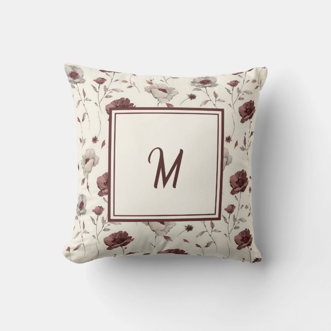 Elegant Personalized Stylish Romantic Floral Chic Throw Pillow (Front)