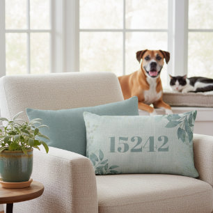 Elegant Personalized Teal ZIP Code Throw Pillow