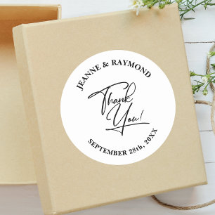 Elegant Personalized Thank You Calligraphy Wedding Classic Round Sticker
