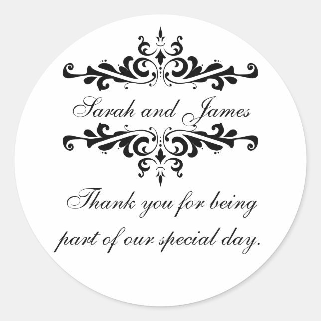 Elegant Personalized Thank You Wedding Stickers (Front)