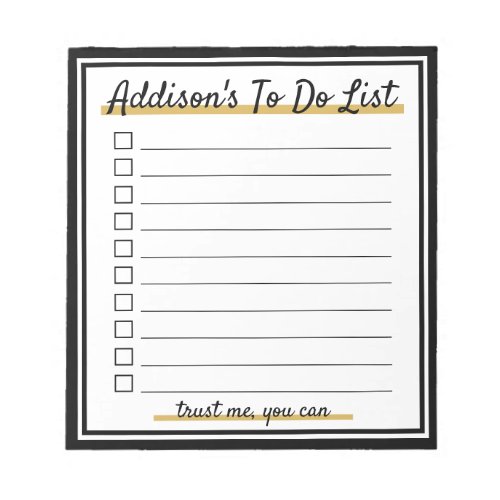 Elegant Personalized To do list Notepad
