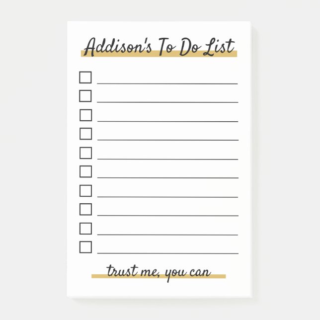 Elegant Personalized To do list Post-It Notes (Front)