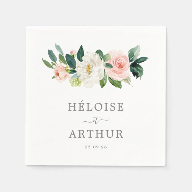 Elegant, Personalized Towel Wedding Dinner Napkins (Front)