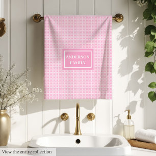 Elegant Personalized Towels Soft Pink Plaid Design