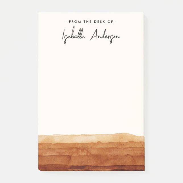 Elegant Personalized Watercolor Abstract Desert  Post-it Notes (Front)