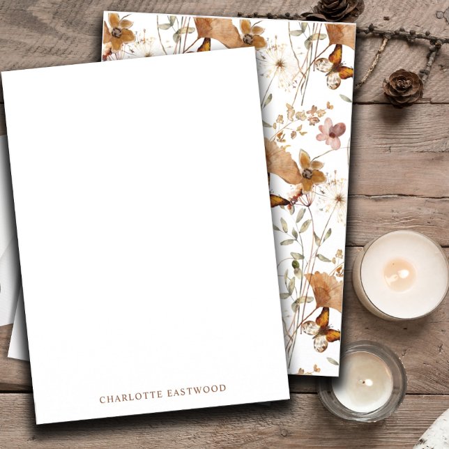 Elegant Personalized Watercolor Wildflowers Note Card (Creator Uploaded)