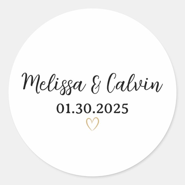 Elegant Personalized Wedding Couple Name Labels  (Front)