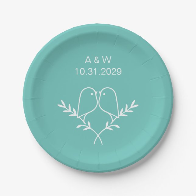 Elegant Personalized Wedding – Custom Date Paper Plates (Front)
