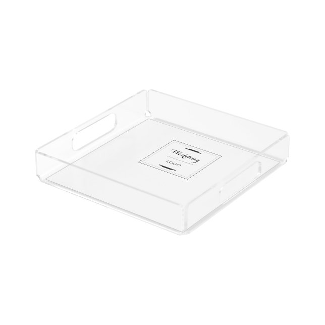 Elegant Personalized Wedding  Custom Modern Gift Acrylic Tray (Angled)