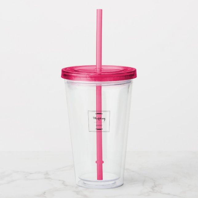 Elegant Personalized Wedding  Custom Modern Gift Acrylic Tumbler (Front)