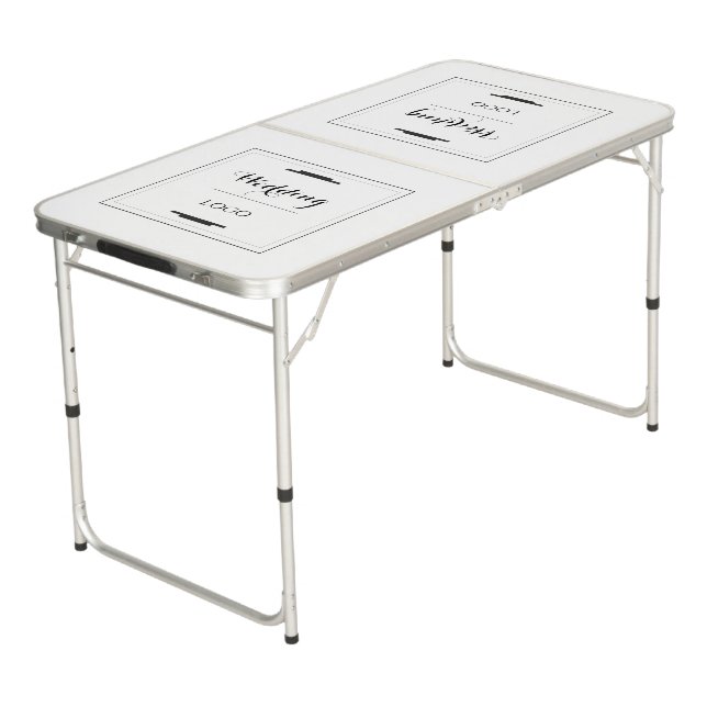 Elegant Personalized Wedding  Custom Modern Gift Beer Pong Table (Angled)