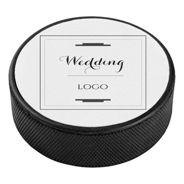 Elegant Personalized Wedding  Custom Modern Gift Hockey Puck (3/4)