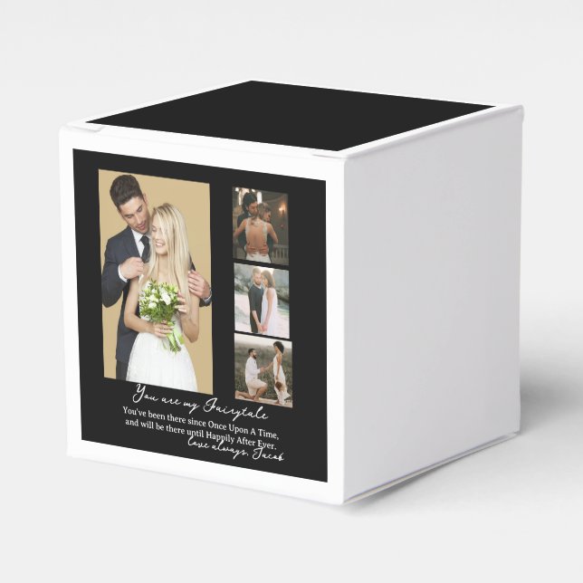 Elegant Personalized Wedding Day Photo Collage  Favor Boxes (Front Side)