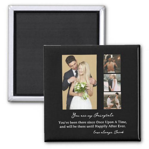 Elegant Personalized Wedding Day Photo Collage  Magnet