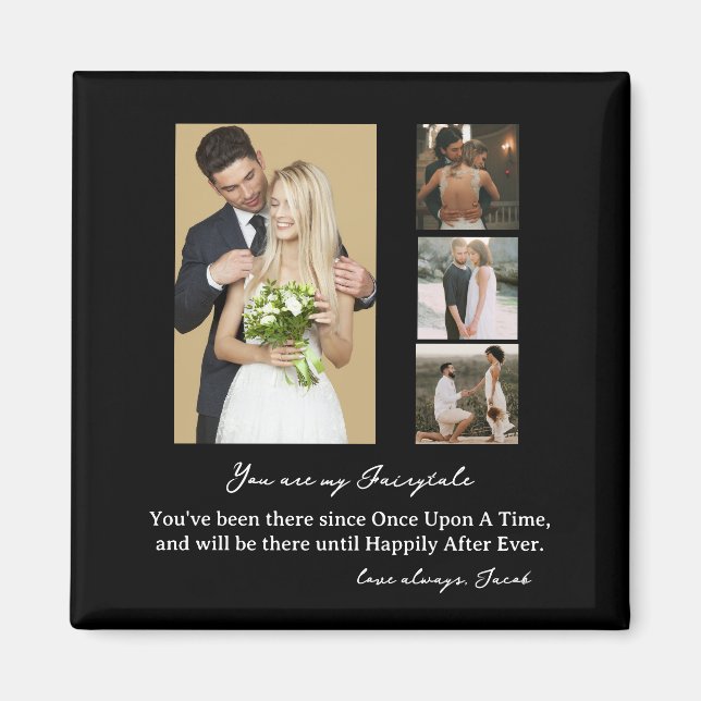 Elegant Personalized Wedding Day Photo Collage  Magnet (Front)